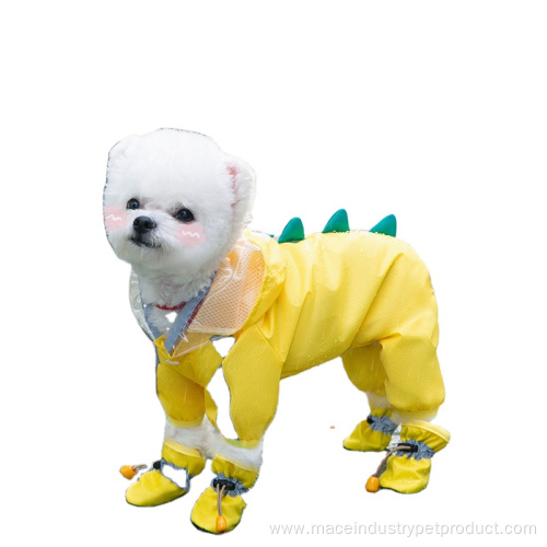 Waterproof polyester dinosaur four-legged coat pet raincoat